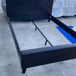 Queen, Leather Bed Frame  Great Shape No Need For Box Spring Queen Mattress Sits On Top Of Slats Mattress Not Included