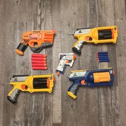 Nerf Gun, Yellow, Blue, Red, With AMMO 