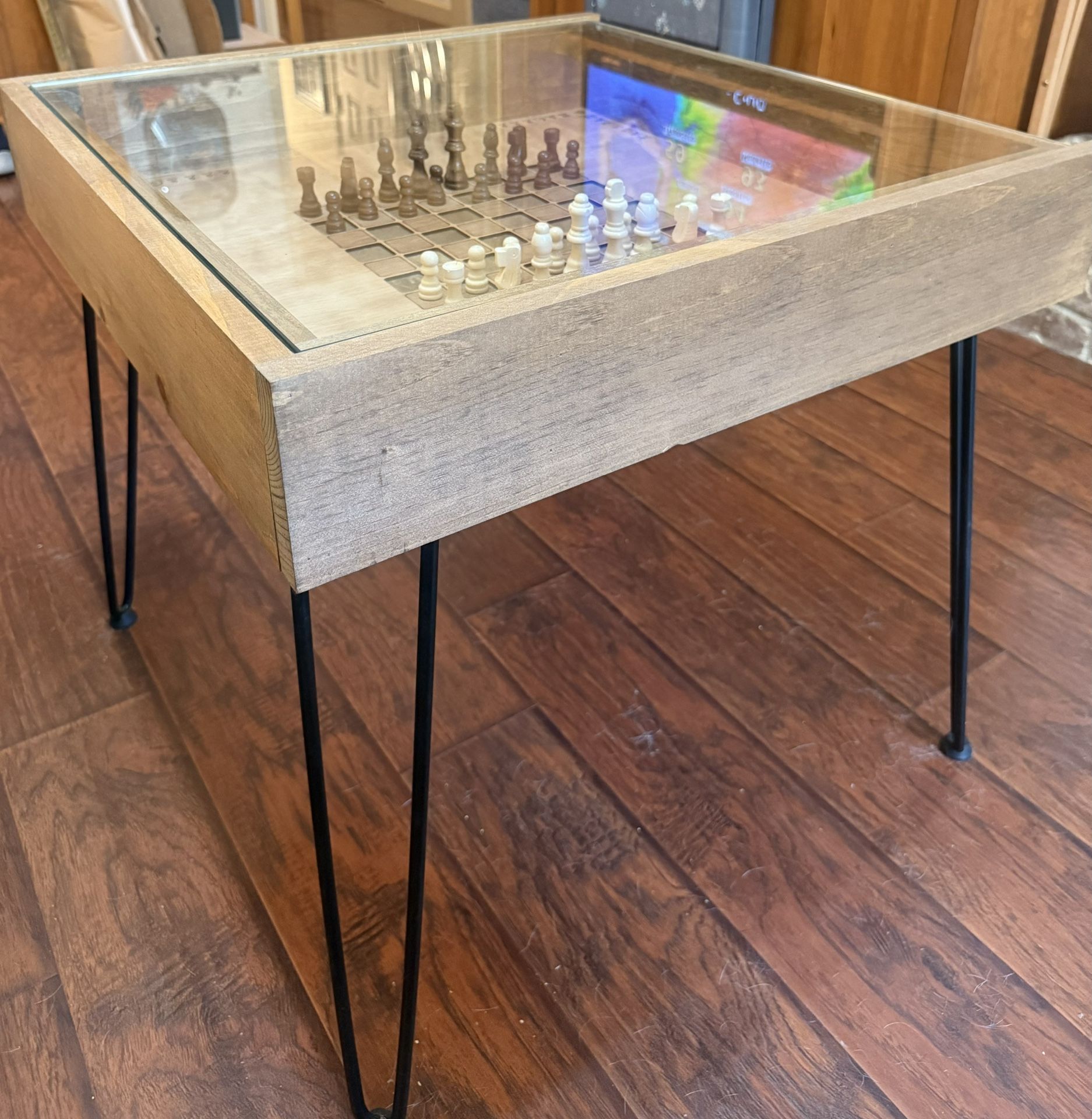Rustic Chess and Checkers Table