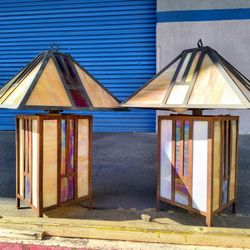 2 Vintage Stained Glass Lamps