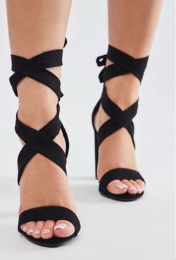 Black Wrap Up Heels - Size 6