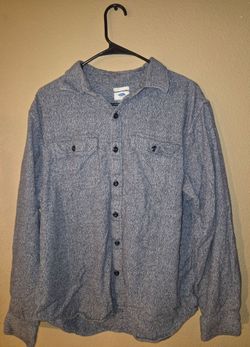 Old Navy Men’s XL Blue Solid Cotton Woven Button-Up Shirt Point Collar Pockets