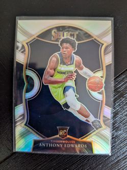 2020-21 Panini Select Anthony Edwards Rookie Card #61 Concourse Silver Prizm.