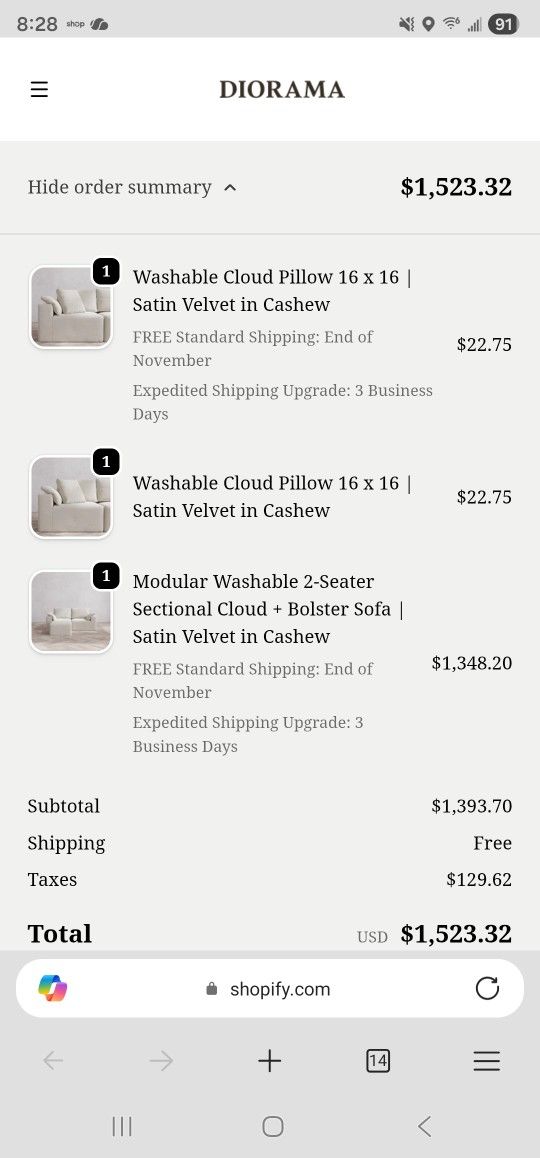 Diorama sectional couch