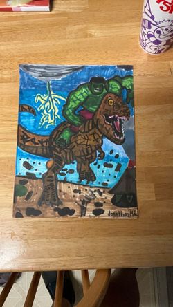 Hulk riding a T. rex