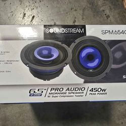 Soundstream 6.5 Pro Audio Midgrange Speaker w/ super compression tweeter 450W Peak Power 4-ohm 
