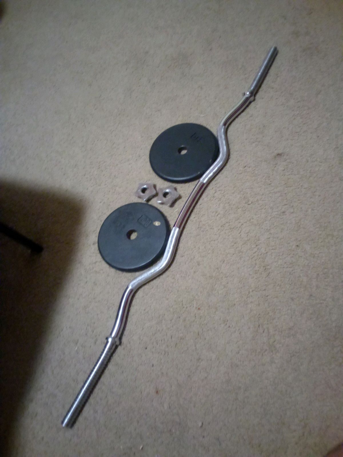 46in curl bar + (2) 10lb weights