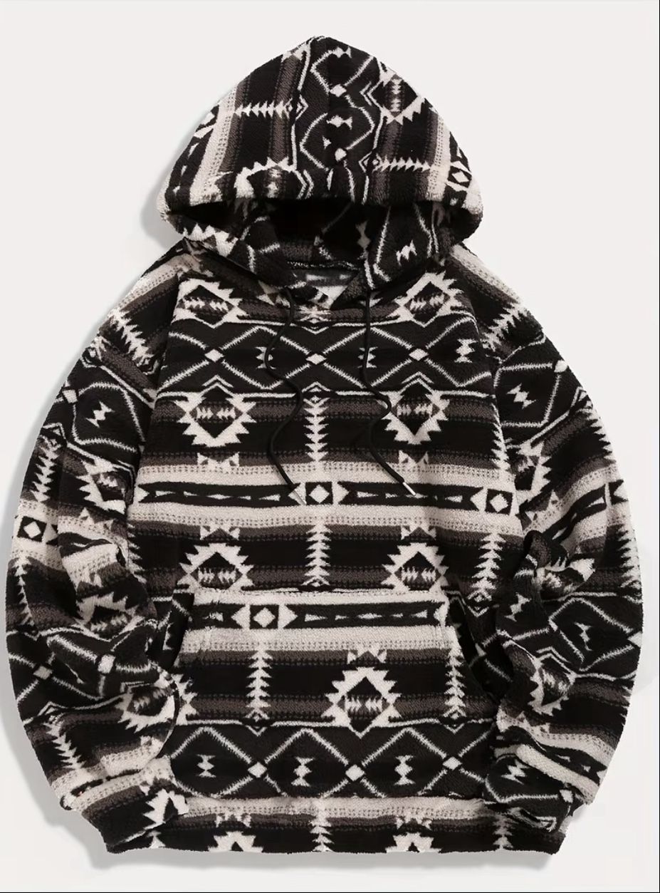 Men's Loose Polar Fleece Hoodie For Winter & Fall