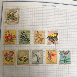 Lot Of 10 Belgian Congo Floral Stamps 1916 To 1953