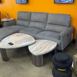 Grey Sectional With Power Reclining Seat