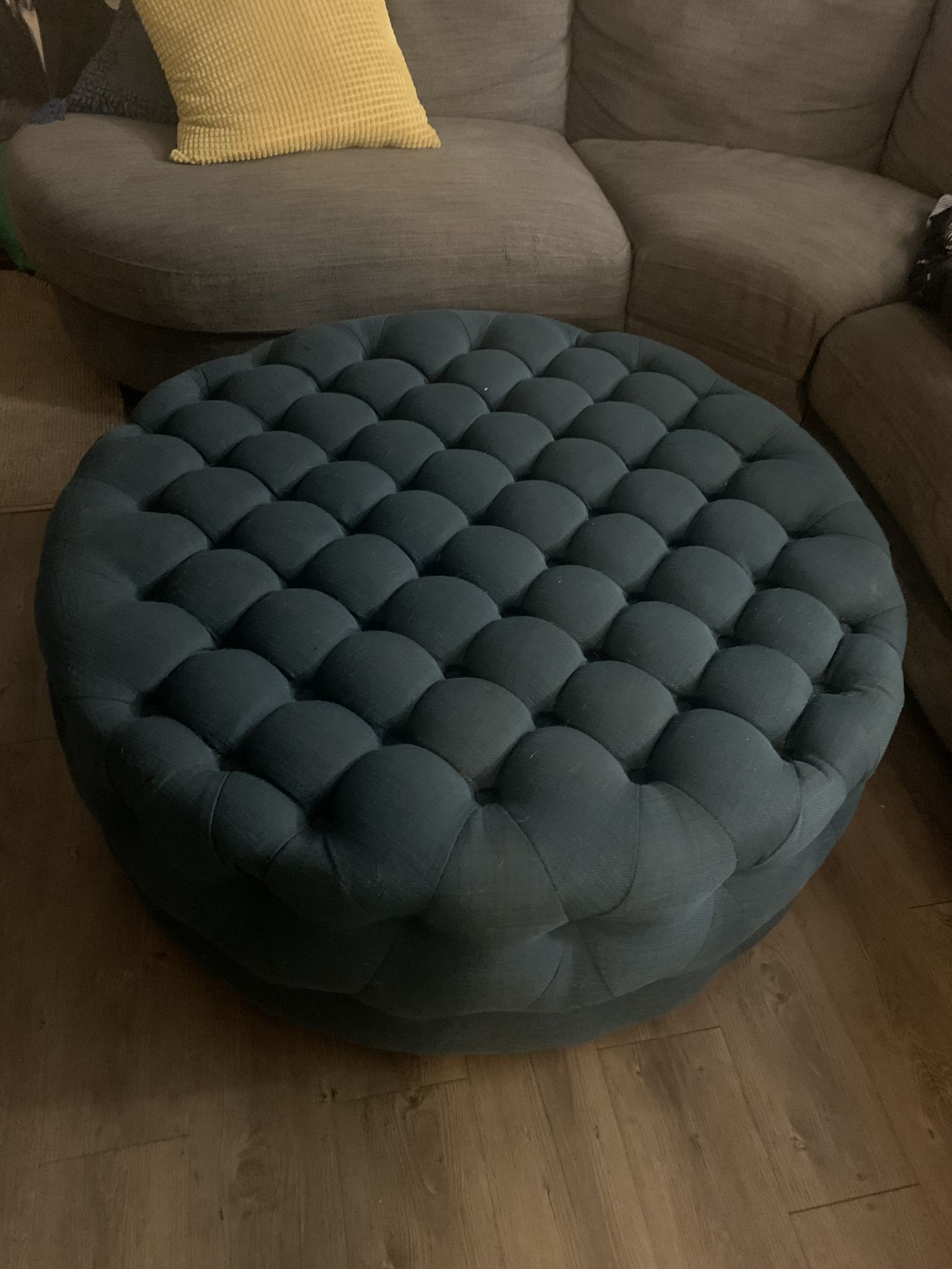 Navy Blue Circular Ottoman