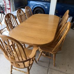 Wood Table With 10 Chairs 