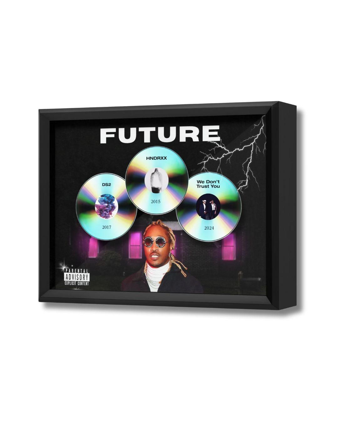 Future Luxury Wall Art Plaque | DS2, Hndrxx & We Don’t Trust You | 12x16 Shadow Box | Real CDs | Limited Edition Poster