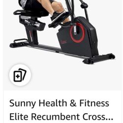 Sunny Health & Fitness Recumbent Cross Trainer Elliptical Bike W/Arm Exercisers SF-RBE4886SMART NEW