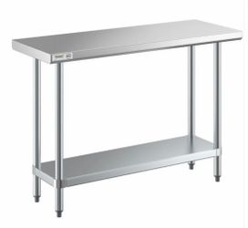 Regency 18" x 48" 18-Gauge 304 Stainless Steel Commercial Work Table with Galvanized Legs and Undershelf