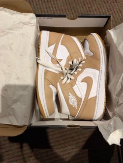 Air Jordan 1 Mid Tan White Gum Sneakers