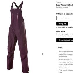 Patagonia Super Alpine Bib Pant-Gore-Tex 3L Pro Shell-Women’s Large
