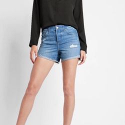Express jeans midRise lightly distressed shorts/4