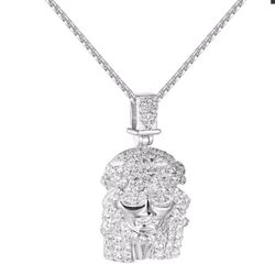 Mini White Gold Jesus Pendant with Chain