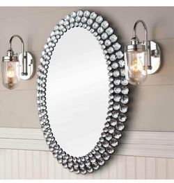 Oval wall mirror decorative crystal 26.3*35.4in