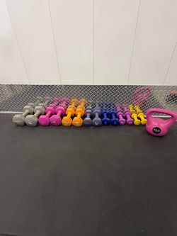 Dumbbells and kettle