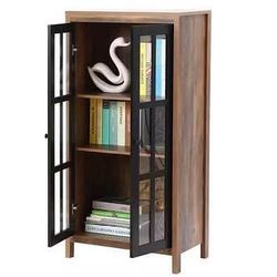 FREE 🎁 with purchase- Brown and Black Accent Storage Cabinet with Doors and Shelves