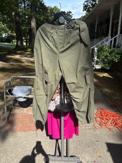 Olive Green Parachute Cargo Pants