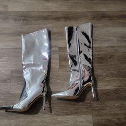 Silver Boots, Womens Size 9