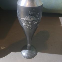 Early Mid Centery  Japanese Satasuma Suzuki Tinware Pewter Vase Made By Iwakiri Bikodo