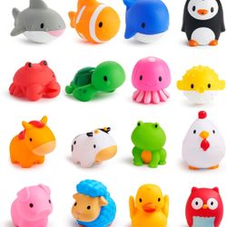 Munchkin Farm And Ocean Animal Squirts Baby Bath Toy, 16 Pack Christmas Gifts Birthday Gift