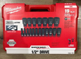 Milwaukee 19pc 1/2” Deep Impact Sockets (SAE)