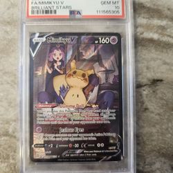 2022 POKEMON SWORD & SHIELD BRILLIANT STARS #TG16 FULL ART/MIMIKYU V PSA 10