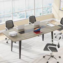 6FT  Conference Table, Modern Boat Shaped Meeting Table grey $120