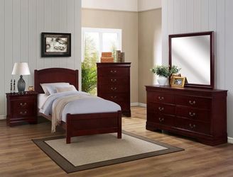 Brand new twin bed frame + dresser + mirror + nightstand