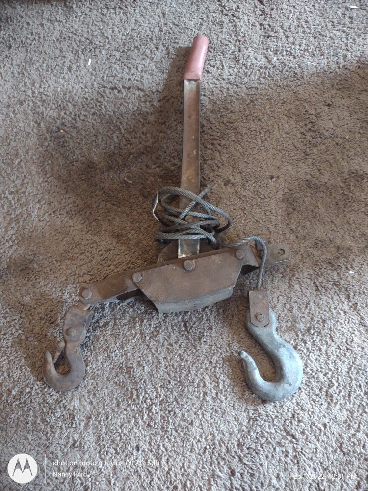 Vintage Buffalo Brand Come Along Pulley Chain Hoist