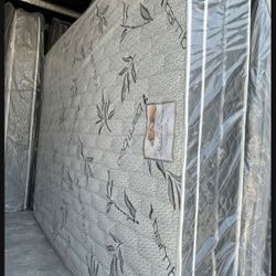 New Bamboo Full Size Pillow Top Mattress And Box Spring, Pick Up Is In Long Beach