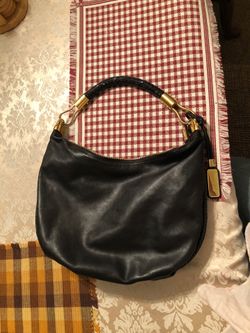 Michael Kors Black Leather Braided Handle Purse