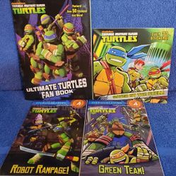 Lot Of 4 "New" Teenage Mutant Ninja Turtles Sticker & Reading Books