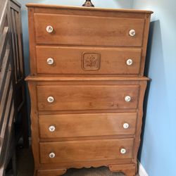 Solid Wood Bureau with Dinosaur Knobs
