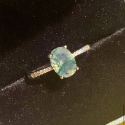 Natural Moss Agate Ring S925 Sz 7