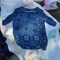 Blue Short Sleeve Blouse