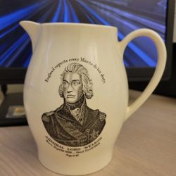 WEDGWOOD :: 6 1/4” Black ADMIRAL LORD NELSON HANDLED PITCHER “Trafalger” ENGLAND