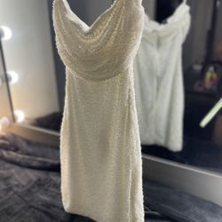 Elegant White Beaded Dress