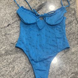 Blue Eyelet One-Piece Swimsuit – New Size XS 0-2