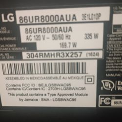 86 Lg' Tv And Real Wood Stand