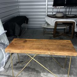 Wood & Gold Entry Table 46”W x 16.5”D x 30.25”H