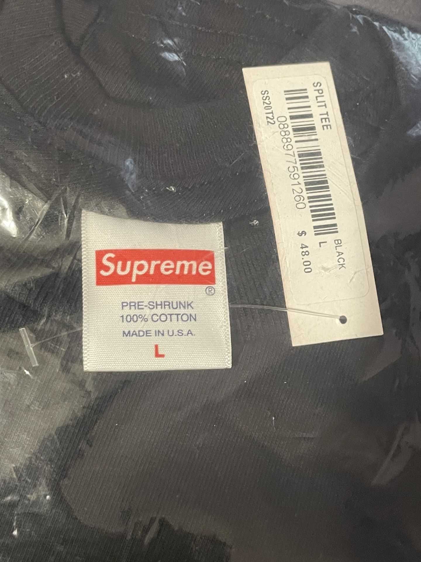 Supreme Split Tee Black Sz L