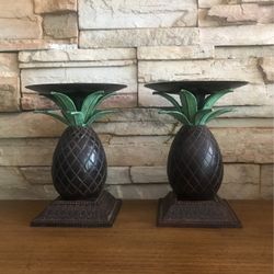 Bronze Pineapple Candle Holders 7” H