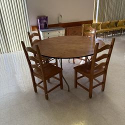 Round Tables, Wood Chairs and Cushioned Chairs 