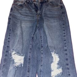 Madden Girl Flared Denim Ripped Jeans 